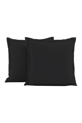 2 fundas de almohada y 2 fundas de almohadón de algodón 57 hilos/cm² - Negro