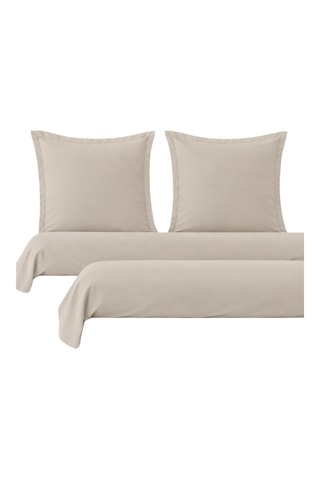 2 fundas de almohada y 2 fundas de almohadón de algodón 57 hilos/cm² - Beige