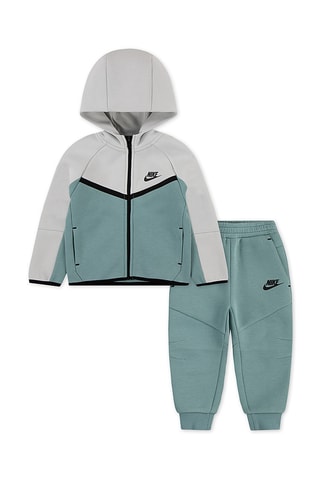 Sweat à capuche et pantalon polaires - Vert et gris