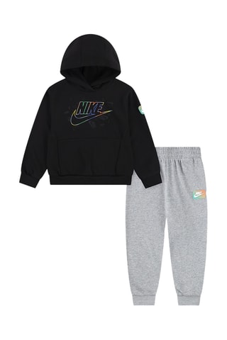 Sweat à capuche et pantalon - Gris clair chiné et noir