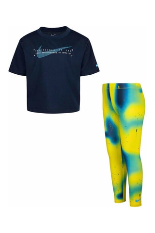 T-shirt et legging - Bleu et jaune - Nike