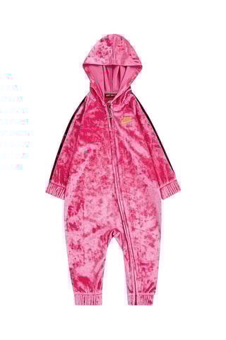 Grenouillère à capuche en velours - Rose