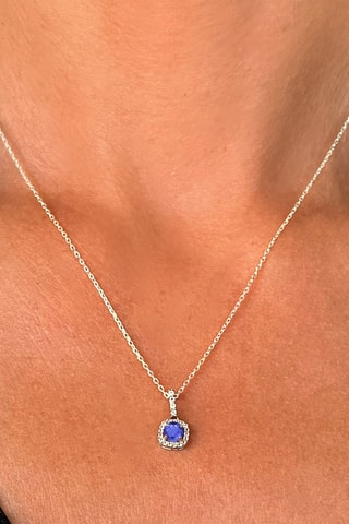 Pendentif - Or blanc, topazes et saphir