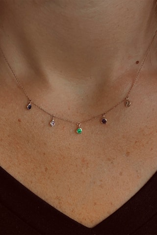 Collier - Or rose, topaze, quartz rose, onyx, améthyste et citrine