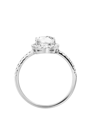 Bague - Or blanc, diamants et topaze