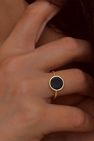Bague - Or jaune et onyx