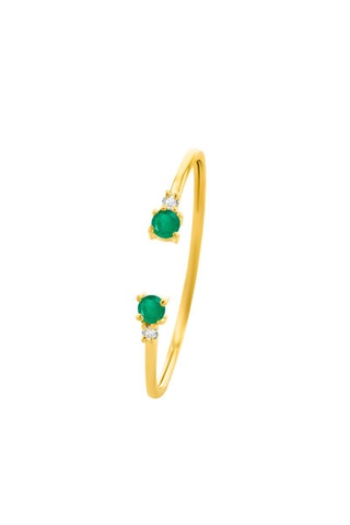 Bague - Or jaune, diamants et émeraudes