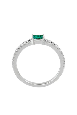 Bague - Or blanc, diamants et émeraude