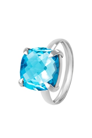 Bague - Or blanc et topaze