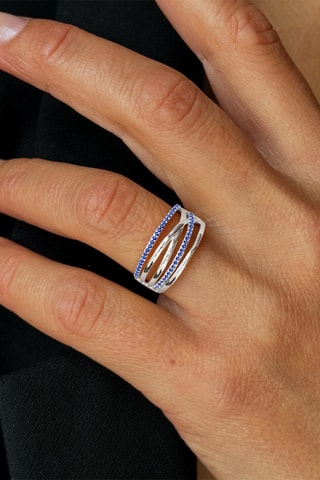 Bague - Or blanc et saphirs