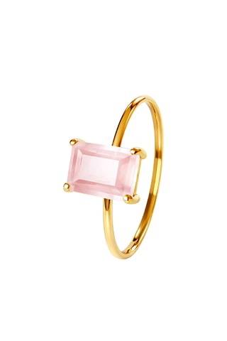 Bague - Or jaune et quartz rose