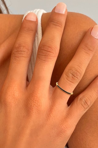 Bague - Or jaune et diamants noirs