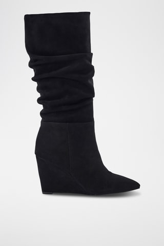 Bottes compensées en cuir de chèvre Kamilia - Noir