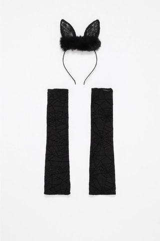 Cerchietto e mezziguanti - Nero