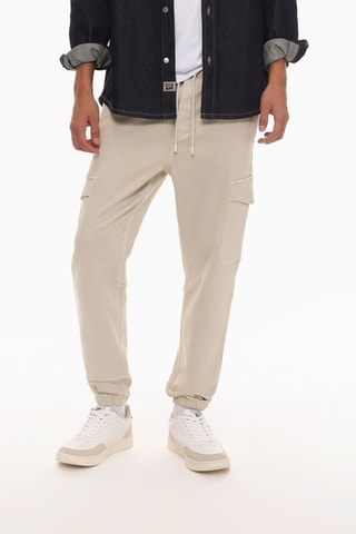 Pantaloni sportivi effetto jeans in pile - Beige