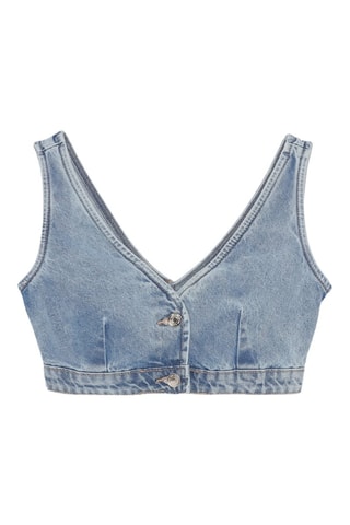 Crop top in jeans - Cobalto