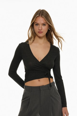 Crop top a portafoglio - Nero
