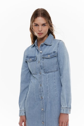 Abito a camicia in jeans - Celeste