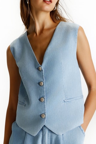 Gilet da completo in jeans - Celeste