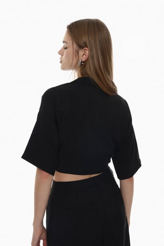 Camicia corta annodata - Nero