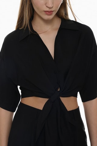 Camicia corta annodata - Nero