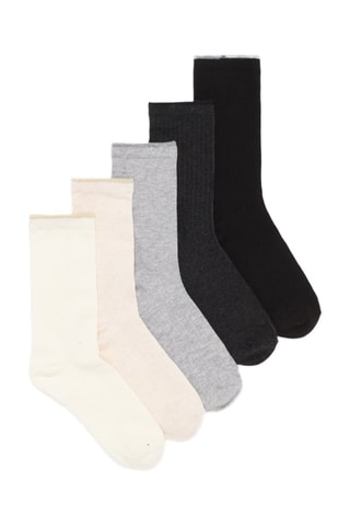 5 paia di calze - Nero, grigio chiaro e bianco