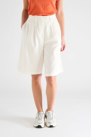 Bermuda in lino a vita alta  - Bianco