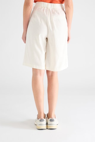 Bermuda in lino a vita alta  - Bianco