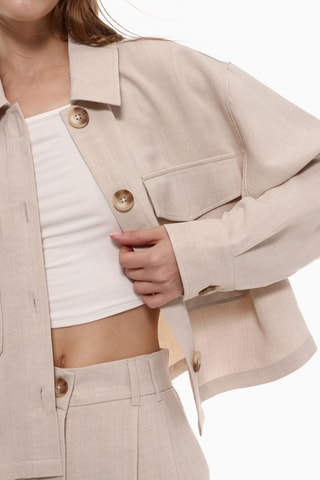 Sovracamicia e pantaloni a vita alta - Beige