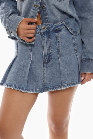 Gonna plissé in jeans - Blu