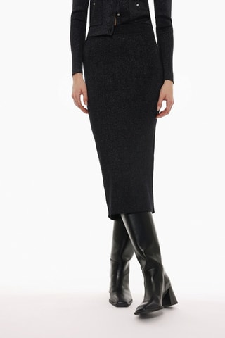 Gonna a tubino a vita alta - Nero