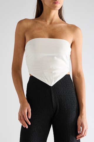 Crop top in lino - Bianco