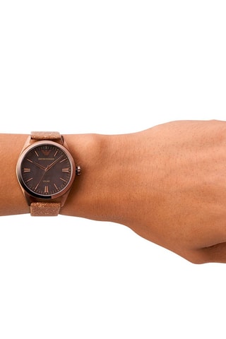 Montre à quartz en cuir Claudio - Marron et bronze