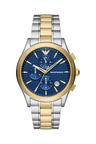 Montre à quartz en acier - Chronographe - Argenté et doré