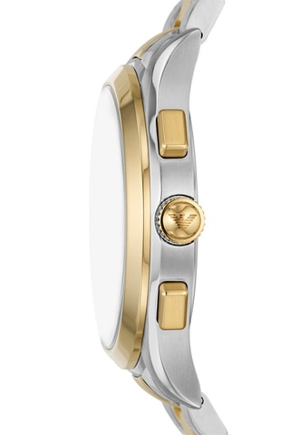 Montre à quartz en acier - Chronographe - Argenté et doré