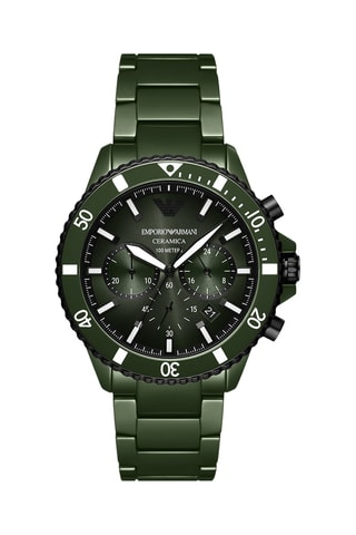 Montre à quartz en céramique - Chronographe - Vert et noir
