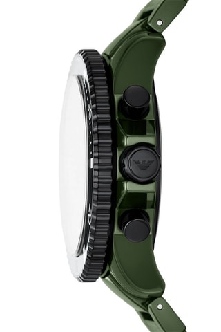 Montre à quartz en céramique - Chronographe - Vert et noir