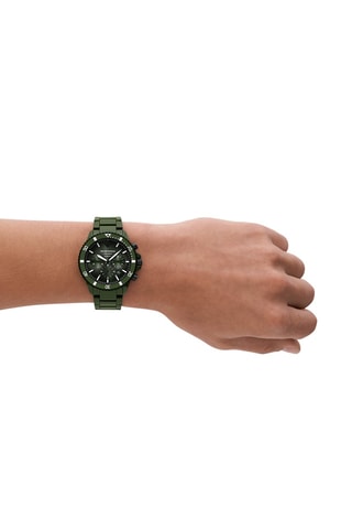 Montre à quartz en céramique - Chronographe - Vert et noir
