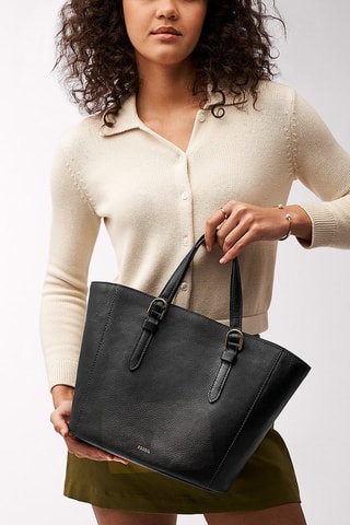 Bolso shopper de piel Tessa Carryall - Negro