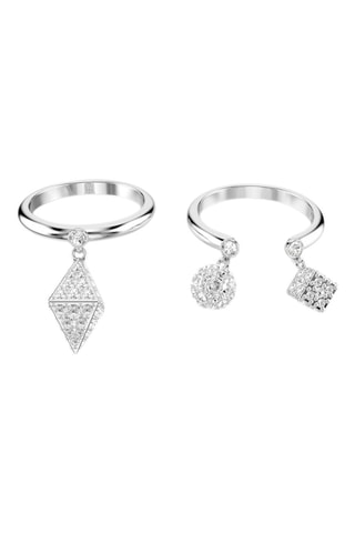 2 anillos con cristales Swarovski - Plateado