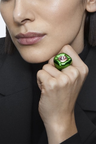 Anillo con cristales Swarovski Dulcis - Verde y rosa
