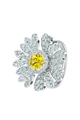 Anillo con cristales Swarovski Eternal Flower - Blanco y amarillo