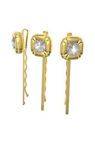 3 pinzas para el pelo con cristales Swarovski Dulcis - Chapado en oro amarillo