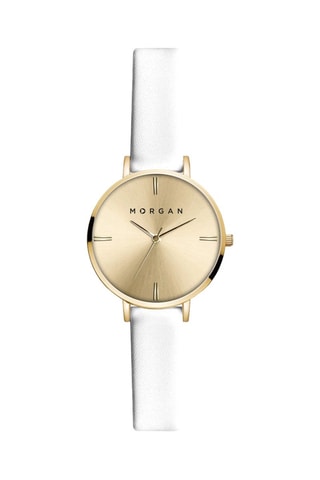 Reloj de cuarzo de poliuretano - Blanco y dorado