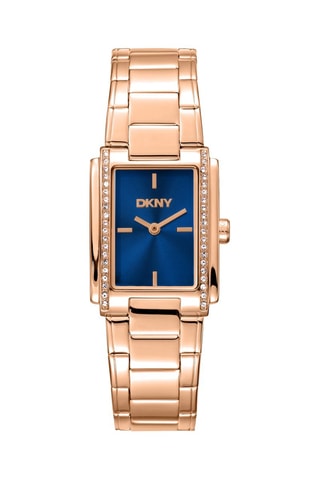 Reloj de cuarzo de acero - Rosa dorado y azul oscuro