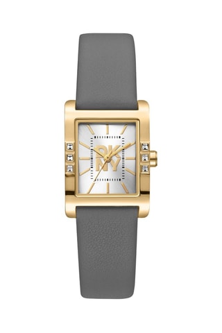 Reloj de cuarzo de piel - Gris y dorado