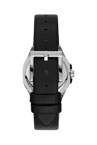 Reloj de cuarzo de piel - Negro y plateado