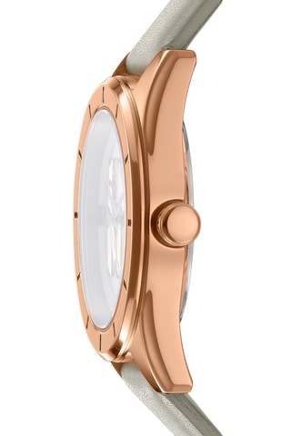 Reloj de cuarzo de piel - Gris y rosa dorado