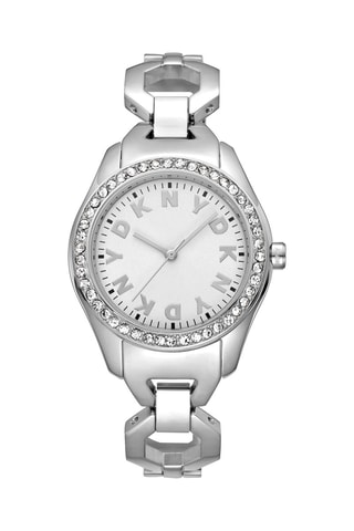 Reloj de cuarzo de acero Logo - Plateado y blanco