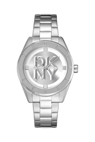 Reloj de cuarzo de acero Logo - Plateado y blanco